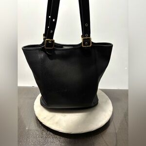 Vintage 90s Coach Large Legacy Shopper 9090 Black & Brass Buckle Tote Purse Bag